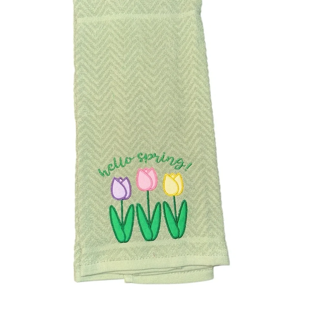 Hello Spring Embroidered Towel NWOT - Picture 1 of 2